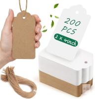 New SallyFashion 200Pcs Brown White Gift Tags with String, 2 X 4 inch | Includes 100 Brown and 100 White Scalloped Tags for Rustic Or Modern Packaging