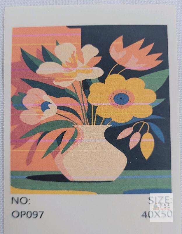MOGTAA OP097 Colorful Flowers Paint by Numbers Canvas Kit Sealed