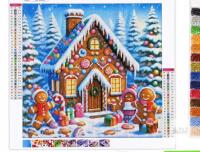 NEW 35x35cm Christmas Gingerbread House Diamond Painting Kit &ndash; DIY Holiday Rhinestone Art