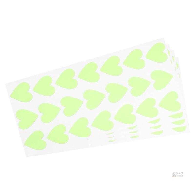 New Glow in the Dark Tape Heart,1" 84 Glow Heart Sticker Green for Walls Parties Marking Decorations