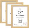 New 97 Decor Wood Picture Frames 5x7-3 Pack Beige 5x7 Frame Wooden, Natural Wood Frames 5x 7 Wall Hanging, Modern 5 x7 Photo Frames With Plexiglass