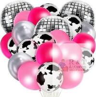 New 50 Pcs Cow Print Disco Ball Balloons +4D Foil included