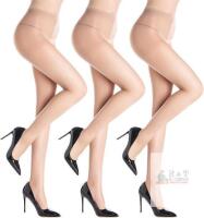 New Size Large WAKUNA 3 Pairs Women's Sheer Control Top Tights, Reinforced Toe