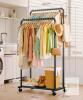 Sakugi Double Rail Adjustable Garment Rack, Steel Frame, 59" x 33" x 17", Bottom Shelf, Black - 2