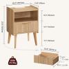 New MAHANCRIS Natural Nightstand with Charging Station, Modern Bedside Table with Drawer, Night Stand with Solid Wooded Legs, End Table Side Table - 2