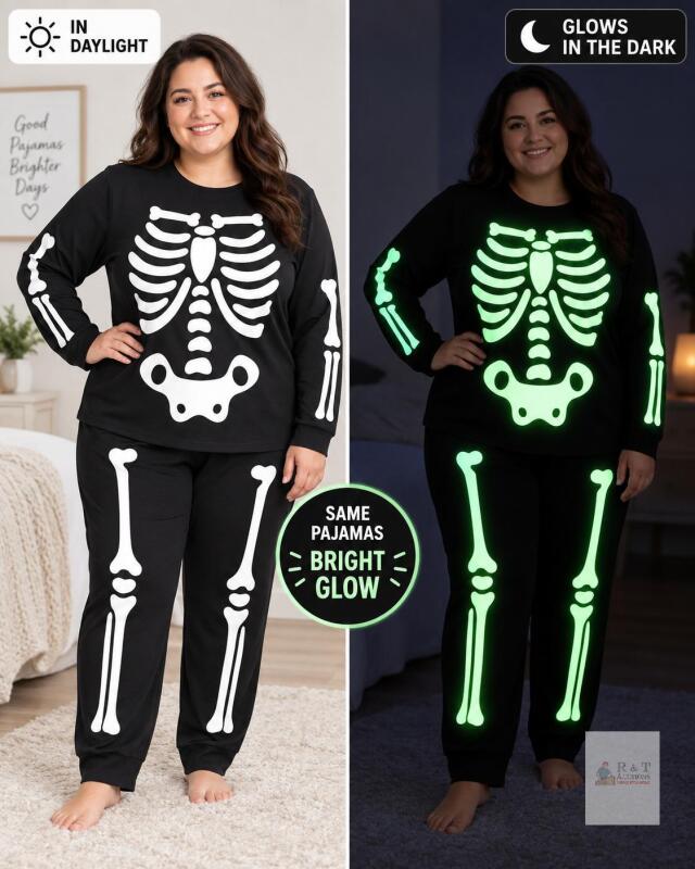 NEW Size XXXL GLOW in the DARK The Children's Place Pajama Set, Cotton, Skeleton, X-Large