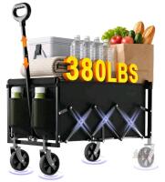 NEW InBrave Folding Utility Wagon, 380 lbs Capacity, Alloy Steel Frame, 600D Oxford Fabric, Black