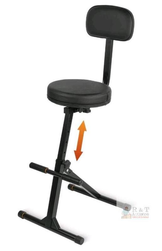 AS NEW STRICH SGT-30 Adjustable Guitar Stool with Backrest, Black, Foldable, Height 22&ndash;30.3 in