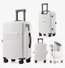 NEW White Polycarbonate Carry-On Suitcase, 360&deg; Spinner Wheels, USB Port, Cup Holder - 3