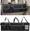 New Car Trunk Organizer, Foldable Hanging Cargo Storage Bag with 4 Pockets Adjustable Straps, Waterproof Collapsible Super Capacity