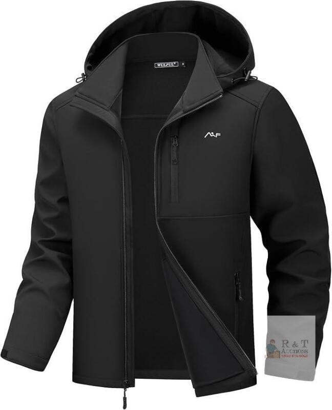 New Size Med WULFUL Men's Softshell Jacket Waterproof Lightweight Insulated Windbreaker Fleece Lined Rain Shell Jacket for Hiking Travel