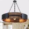 New (open box) Majhoiw Modern Farmhouse Chandelier 26" Industrial Drum Pendant Lighting Fixture Large 5-Light Black Walnut Grain Finish for Dining Room Kitchen Island