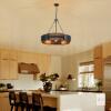 New (open box) Majhoiw Modern Farmhouse Chandelier 26" Industrial Drum Pendant Lighting Fixture Large 5-Light Black Walnut Grain Finish for Dining Room Kitchen Island - 2