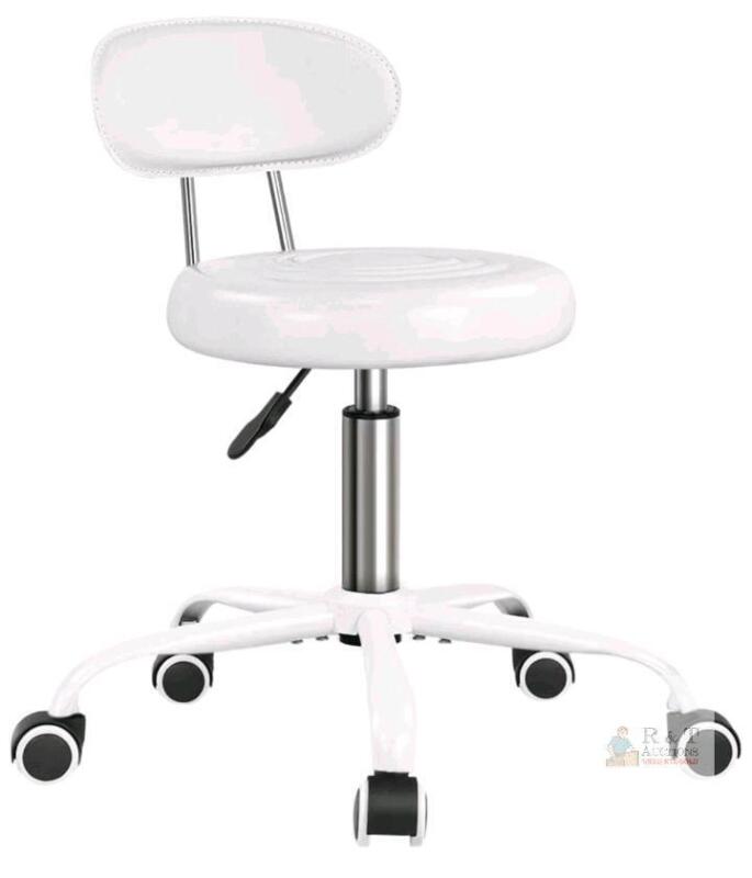 NEW WKWKER RS1532B Office Stool with Backrest, White, Height Adjustable, 300 lbs Capacity