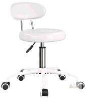 NEW WKWKER RS1532B Office Stool with Backrest, White, Height Adjustable, 300 lbs Capacity