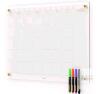 NEW Yeoux 17" x 23" Clear Glass Monthly Dry Erase Calendar Board with Markers and Mounting Hardware