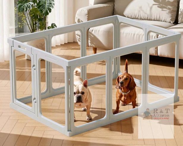 NEW Gardner Pet Acrylic Dog Playpen, 24"H x 50.1"L x 33.4"W, 10 Panel, Grey, Small Animal Enclosure