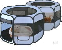 NEW Large Portable Pet Playpen 90"x45"x28", Mesh Sides, Oxford Cloth, Up to 100 lbs, Storage Pockets