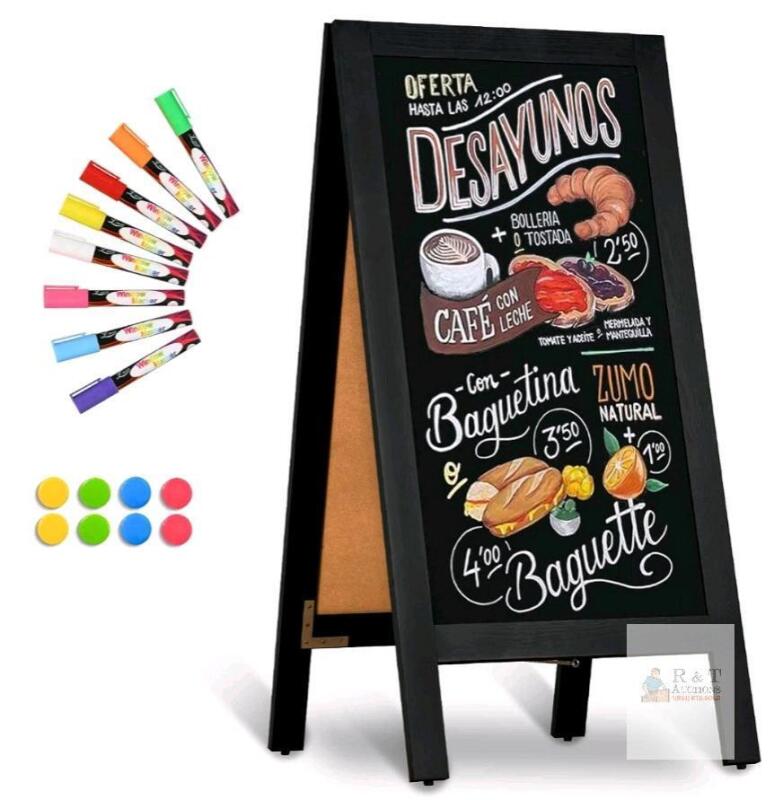 NEW 4 THOUGHT AB-AF4020-BLACK A-Frame Double-Sided Magnetic Chalkboard, 40"x20", Solid Pine Frame