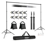 NEW EMART 10x7ft Adjustable Photography Backdrop Stand Kit, 10lb Capacity, Clamps, Bag (Torn)