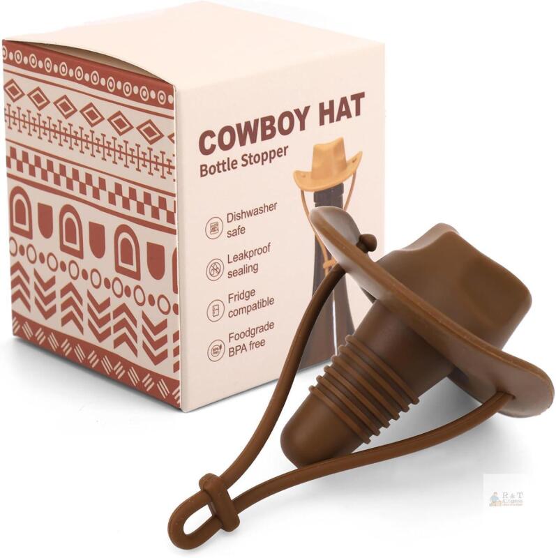 New Cowboy Hat Wine Bottle Stopper, Funny Silicone Wine Plug Decorative Topper Champagne Cork Cover Cap Mother & Father Gifts to Seal and Keep Wines Fresh..
