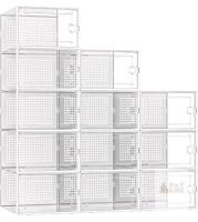 NEW KUJECT Stackable Shoe Storage Boxes, Set of 12, Clear Plastic, Fits Men's Size 11, Women's Size 12