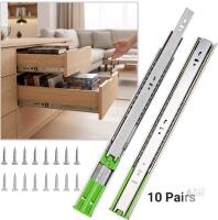NEW Coralov 3-Fold Ball Bearing Side Mount Drawer Slides, Zinc-Plated, 22", 10 Pairs with Screws