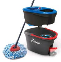 NEW Vileda RinseClean Dual Tank Spin Mop & Bucket System, Adjustable Handle, Microfibre Head, Pedal-Spin 2 MOP HEADS INC