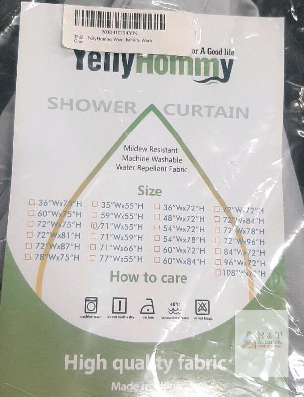 NEW YellyHommy Gray Water-Repellent Shower Curtain, 72" x 72", Machine Washable