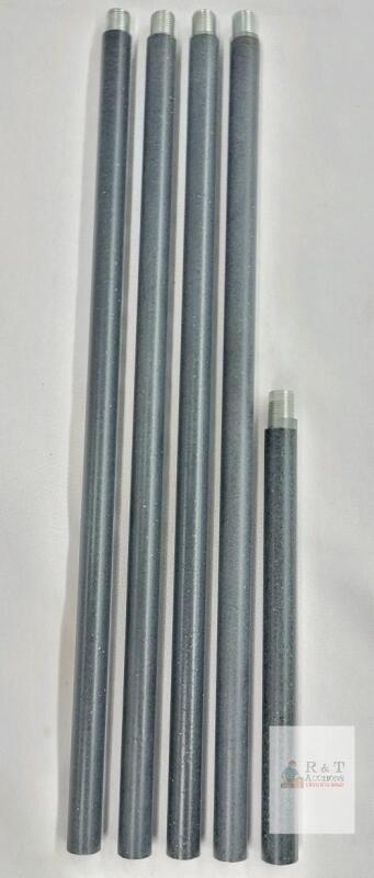 Threaded Graphite Rods 12.25" & 10.25" x 0.5" Diameter, Lot of 5 &ndash; Industrial Lab Grade