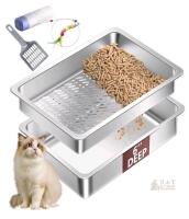 NEW Stainless Steel Sifting Cat Litter Box Set with Accessories