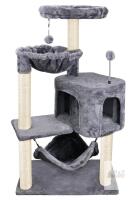 NEW YUNIQUE Cat Tree 39.37" Grey with Condo, Hammock, Scratching Posts, and Toys