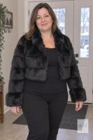 NEW AIXIRUI Women&rsquo;s Cropped Faux-Fur Bolero Jacket, Black, Size 2XL