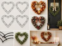 10 Inch Heart-Shaped Wire Wreath Forms, Black, Set of 4, Steel, for Crafts and Decor,