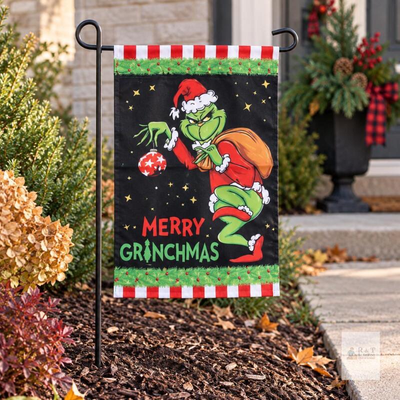 NEW Merry Grinchmas Holiday Garden Flag featuring Dr. Seuss's Grinch