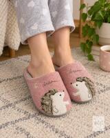 NEW Pink House Slippers XS 230mm, Women's US 6, Hedgehog "Dream" Design, Faux Fur Lining
