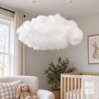 NEW Large 3D Artificial Hanging Cloud Decoration with Clear Lines & Ceiling Mounts