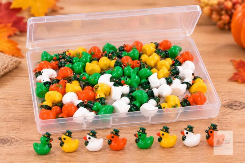 NEW 48-Piece Mini Resin Duck Figurine Set with Storage Case &ndash; Assorted Colours, Crafts & Miniature D&eacute;cor