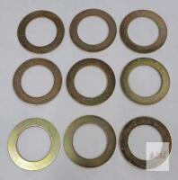 1" SAE Flat Washers, Steel, Yellow Zinc Plated, 1.5" ID, 2" OD, 9 Pieces