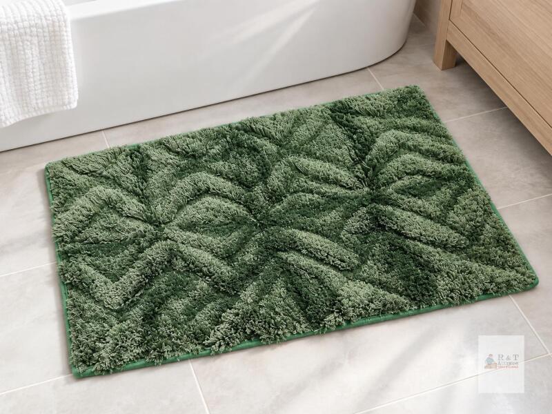 Leaintexbazh 20"x32" Hunter Green Microfiber Bath Mat with TPR Backing