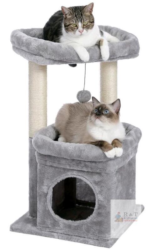 NEW PAWZ Road AMT0179 Grey Cat Tree &ndash; 3-Level Tower with Condo, Perch, and Scratching Posts