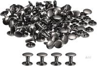 New uxcell 100 Sets Leather Rivets, 12x12mm Double Cap Rivets Metal Studs Rivet for Leather Craft Repair DIY Purse Belts Bags Shoes, Gun-Black