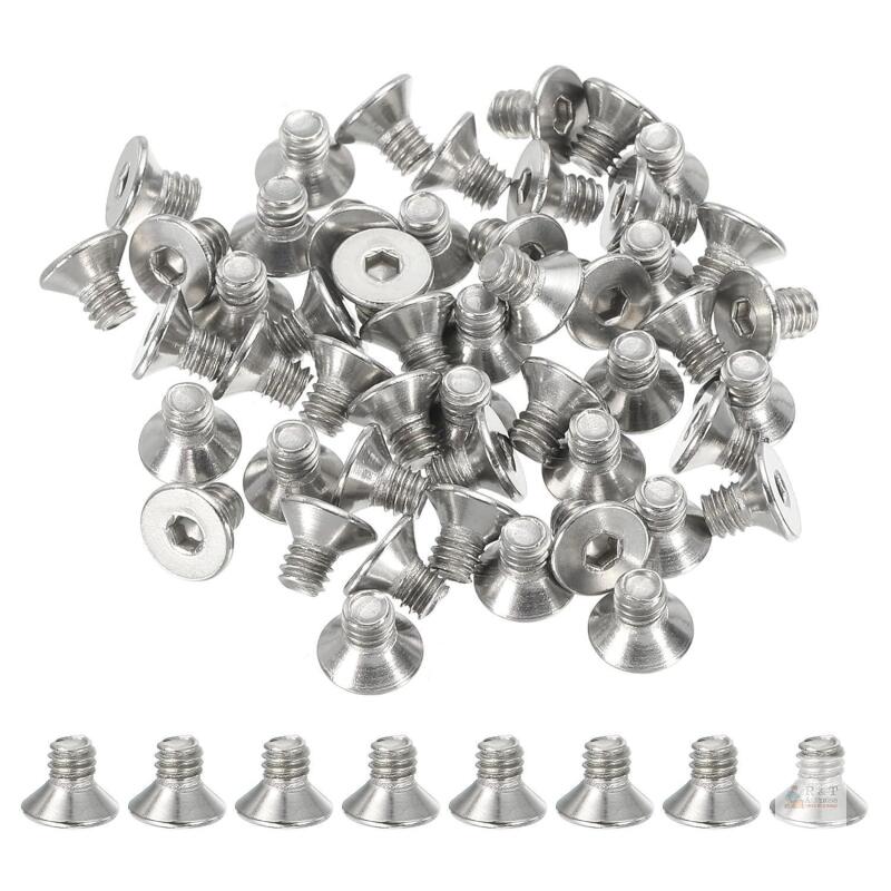 New #8-32 x 1/4 Inch Flat Head Socket Cap Screws, 50 Pack 304 Stainless Steel Flat Countersunk Bolts Hex Socket Drive Machine Screws Full Thread Coarse Thread UNC Grade 6.8