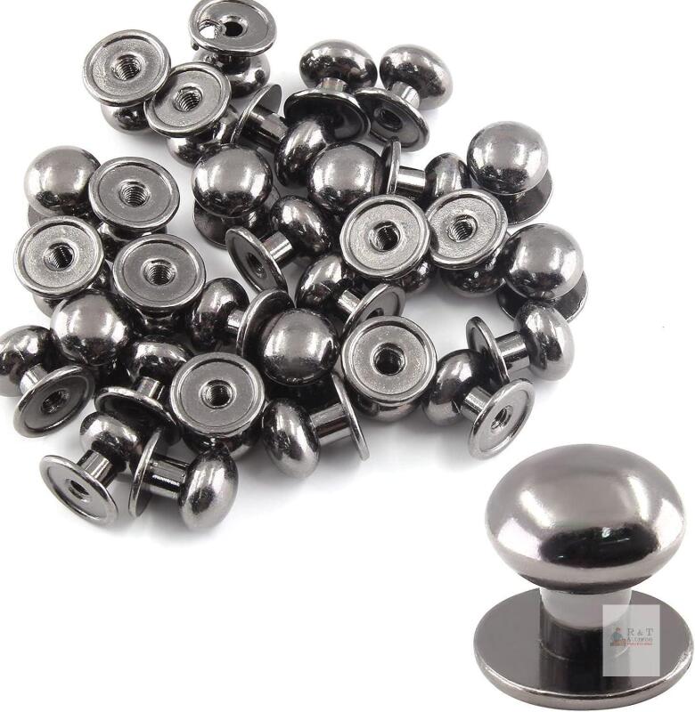New 30 Sets Black Round Head Button Stud Slotted Screws Chicago Screws Round Phillips Head Button Stud Screws 10mm, Nail Rivet for DIY Leather Craft (Color : Black)
