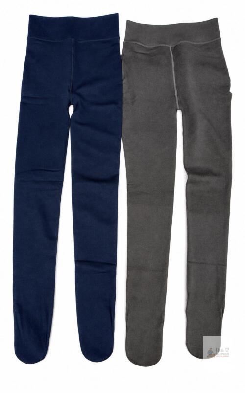 New NEW Darkterror Fleece-Lined Yoga Pants Set, Navy & Grey, Size 6, Polyester/Spandex, High-Rise