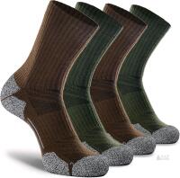 New Size XL Unisex 4-Pack - Green/Brown - CWVLC Crew Hiking Socks, Cushion, Moisture Wicking, Arch Compression Boot Socks