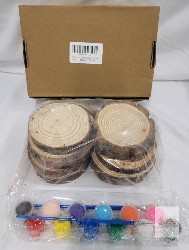 New - 10pcs. Natural Wood Home Decor Craft w/Paints Lot