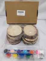 New - 10pcs. Natural Wood Home Decor Craft w/Paints Lot