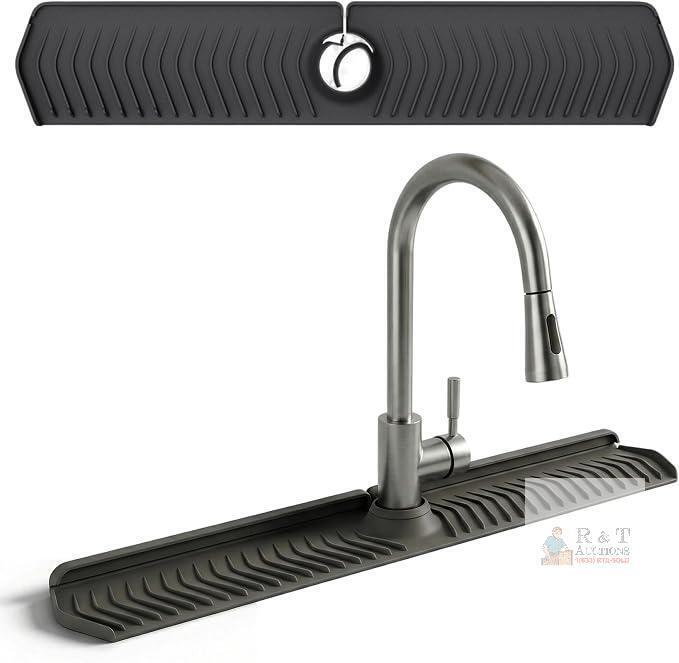 New 30" Long Silicone Sink Splash Guard, Foldable Sink Faucet Mat with Adjustable Lock Splash Guard for Kitchen Behind Faucet, Black Brand: Sgqtqybk