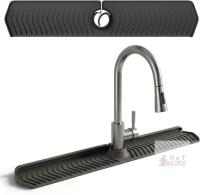 New 30" Long Silicone Sink Splash Guard, Foldable Sink Faucet Mat with Adjustable Lock Splash Guard for Kitchen Behind Faucet, Black Brand: Sgqtqybk